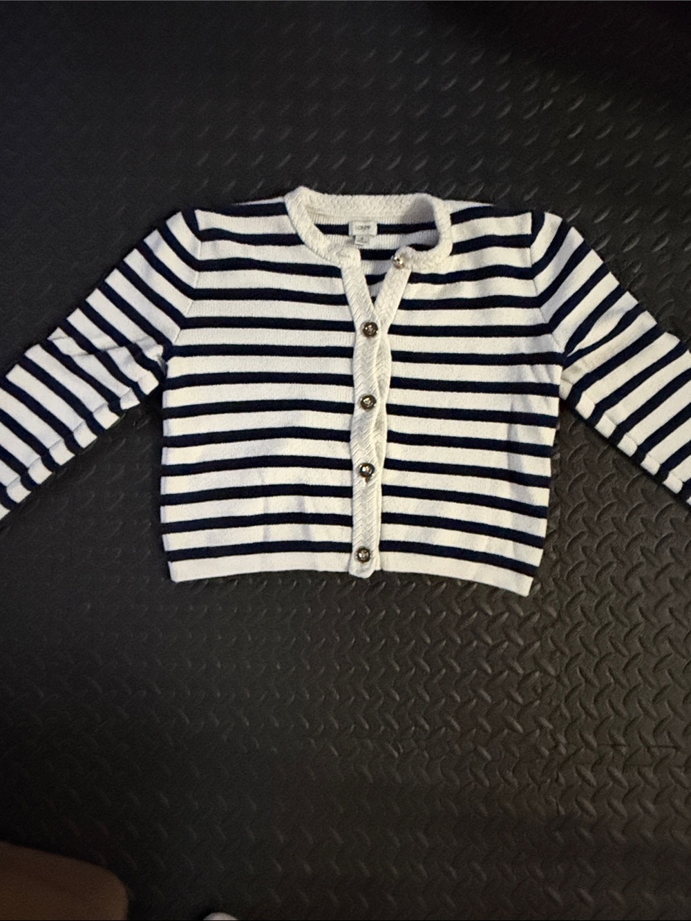 J. Crew Navy and White Striped Button-Front Cardigan